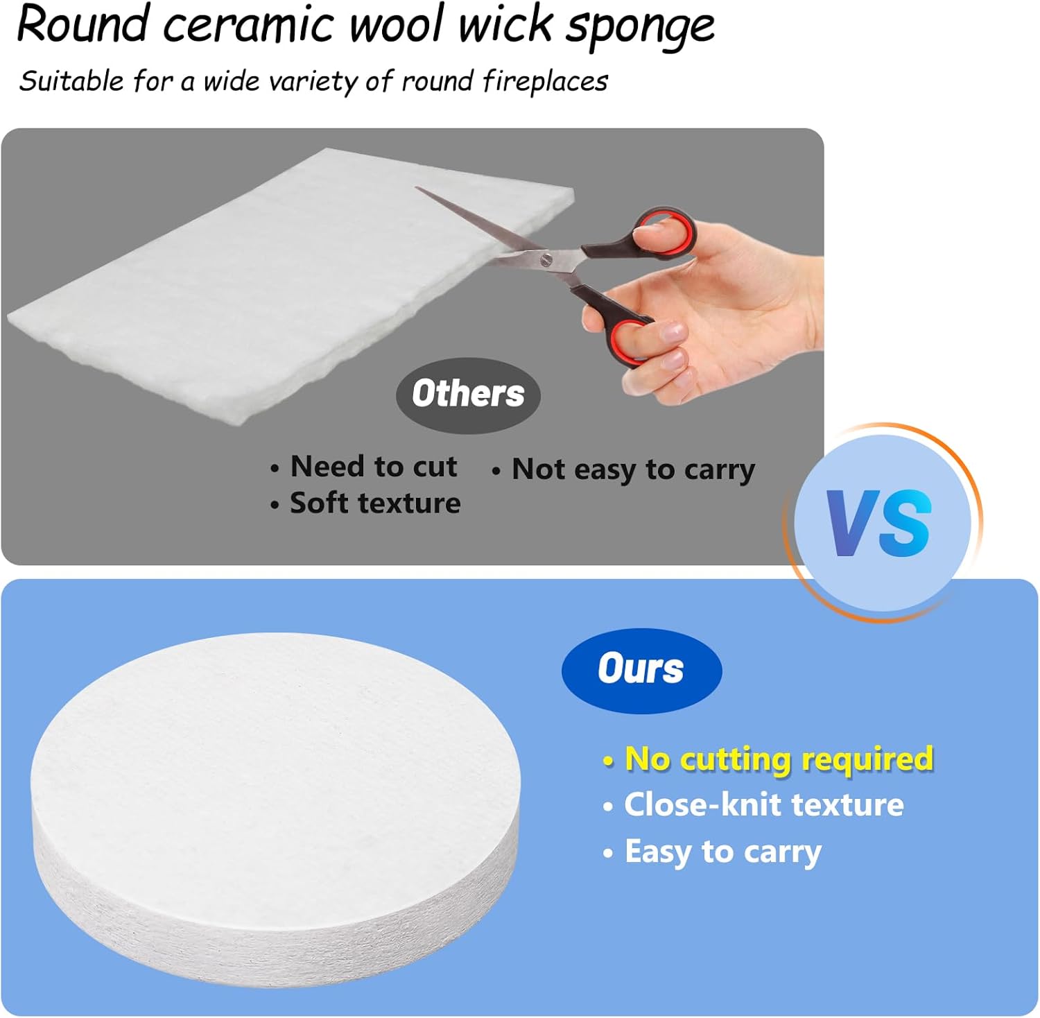 12 Pieces Circular Ceramic Wool Sponge Replacement for Tabletop Fire Pit Bowl...