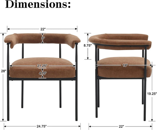 Juego de 2 sillas de comedor de piel sintética, sillas de cocina tapizadas con