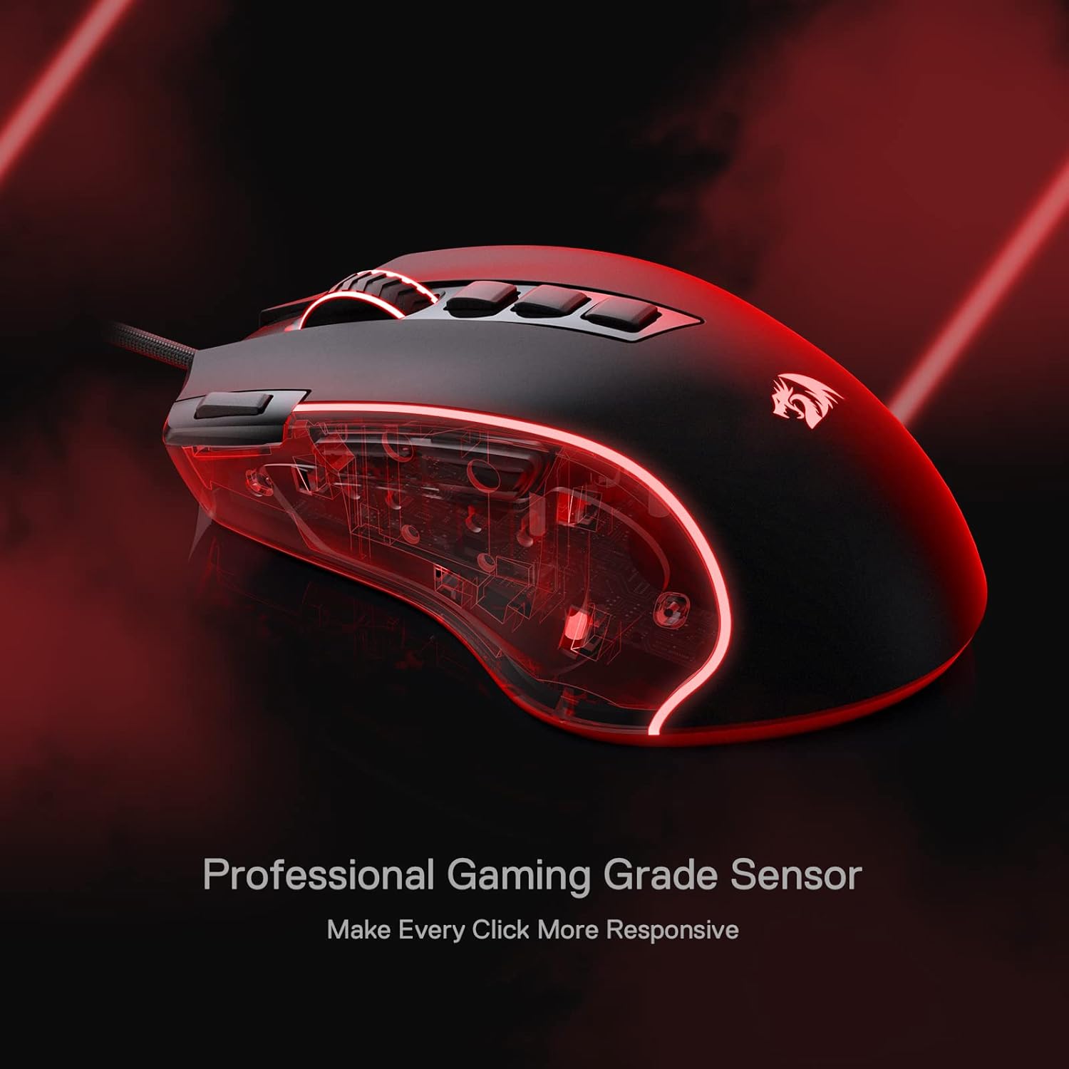 Redragon M612 Predator RGB Mouse para juegos, 8000 DPI con cable óptico con 11...