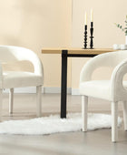 Juego de 2 sillas de comedor tapizadas blancas, modernas sillas de cocina y