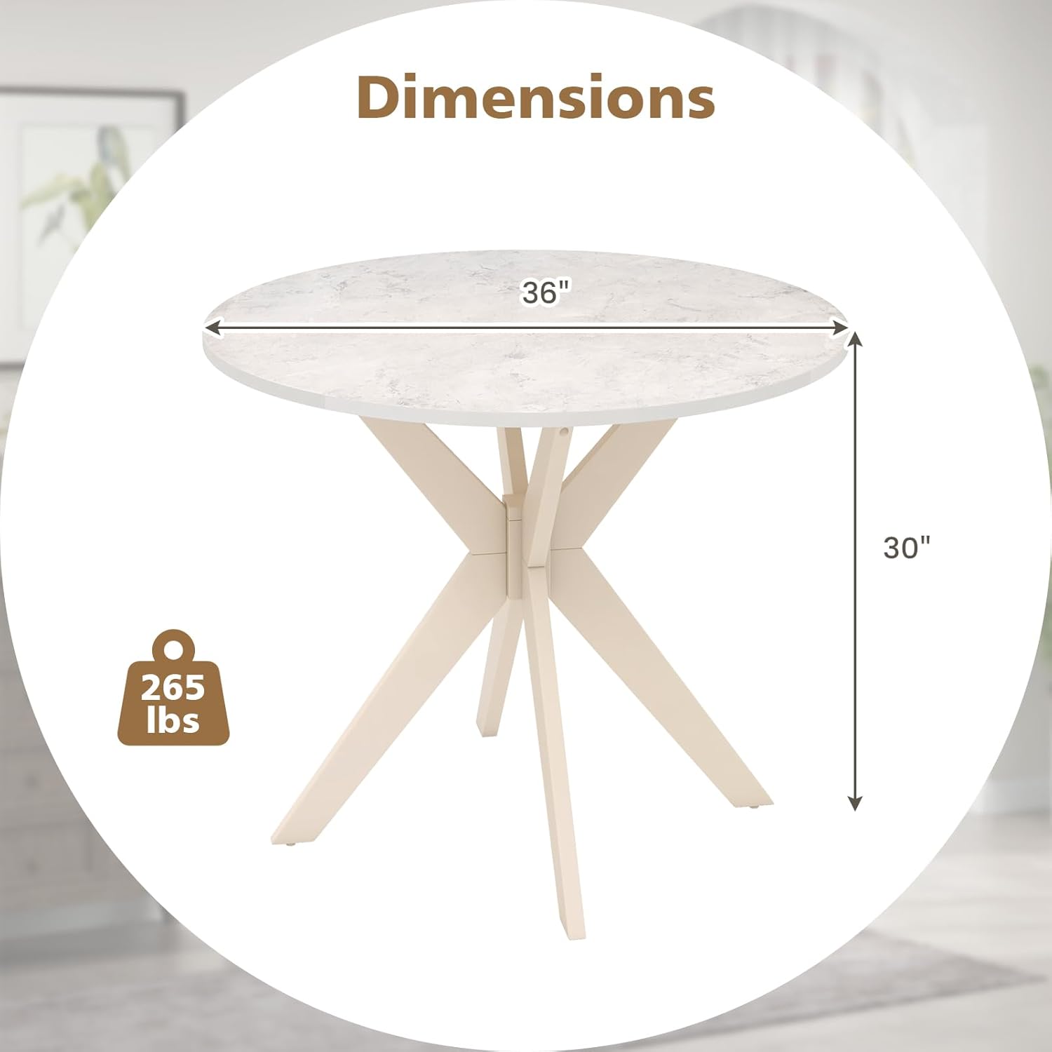 Giantex Mesa de comedor redonda de madera de 36 pulgadas, mesa de cocina de...