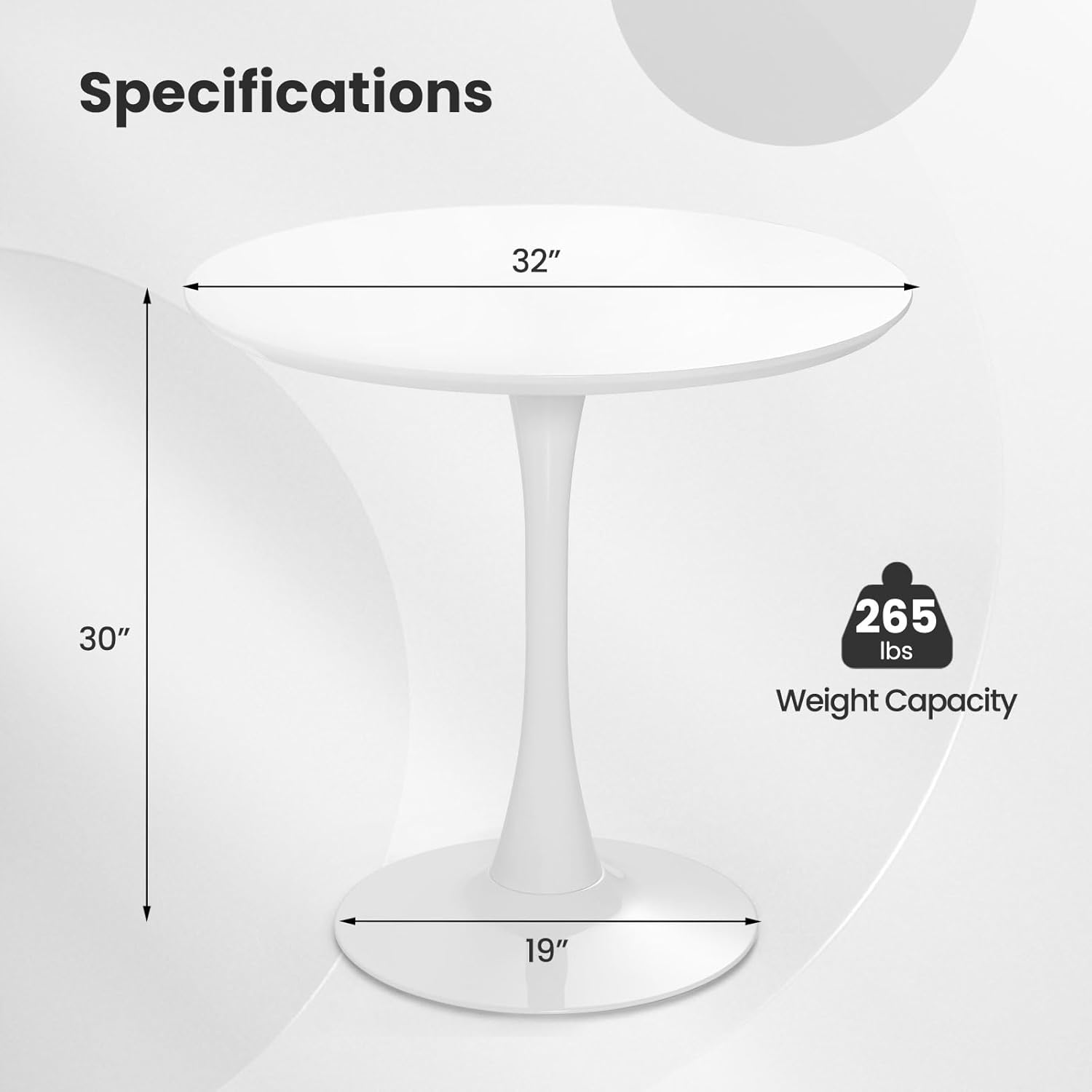 Giantex Mesa de comedor redonda blanca, mesa de cocina moderna de tulipanes de...
