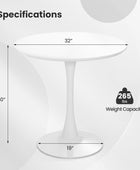 Mesa de comedor redonda blanca, mesa de cocina moderna de tulipanes de 32