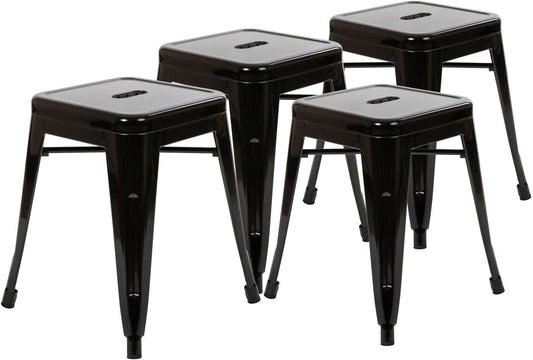 Taburete de metal para mesa de comedor, taburete negro Kai de grado comercial,