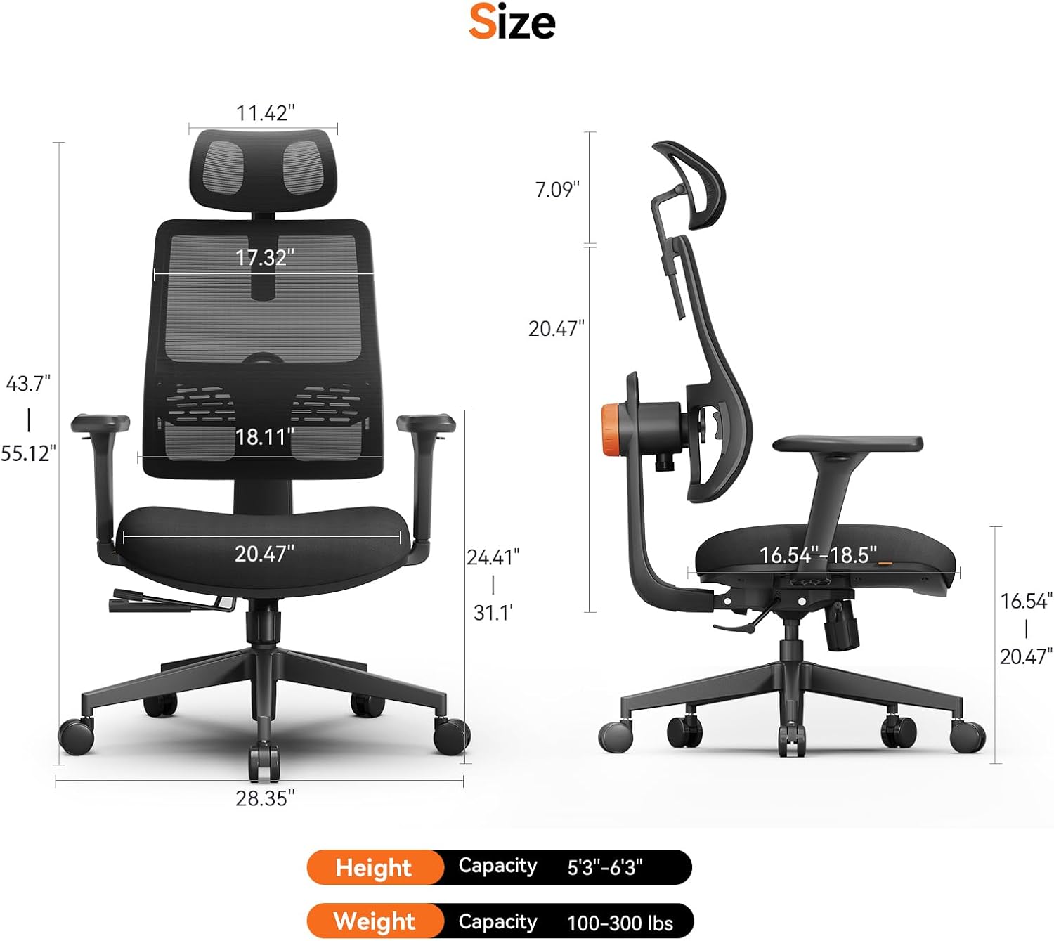 Newtral Silla ergonómica de oficina en casa, silla de escritorio de respaldo...