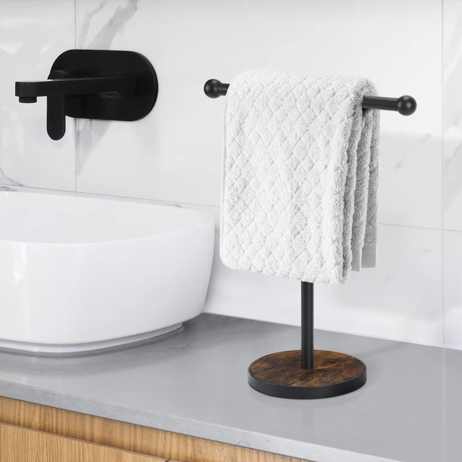 YINMIT Soporte para toallas de mano, soporte para toallas de mano en forma de T...