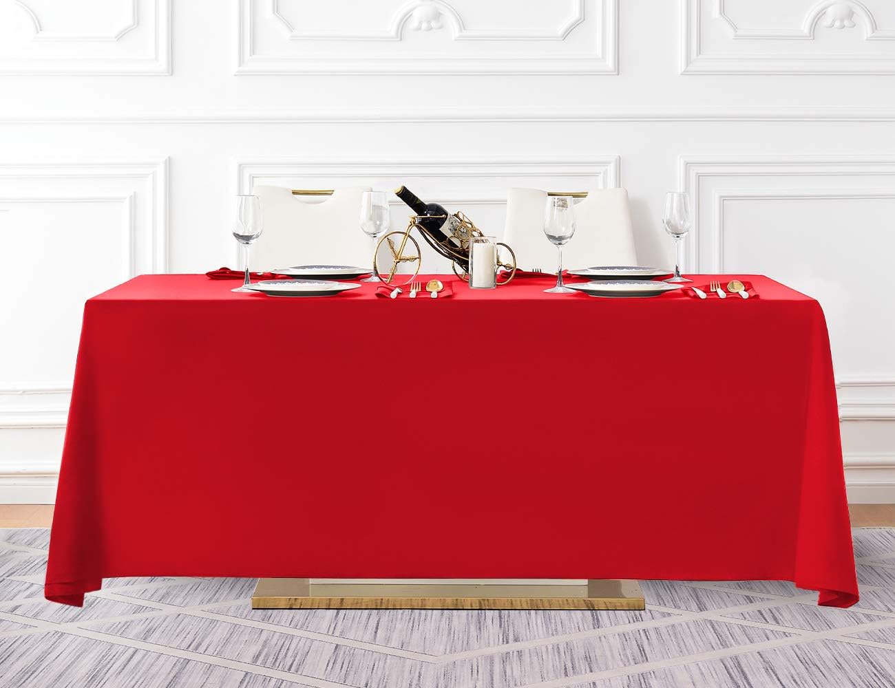 Surmente Mantel rectangular de poliéster de 90 x 132 pulgadas, mantel para...