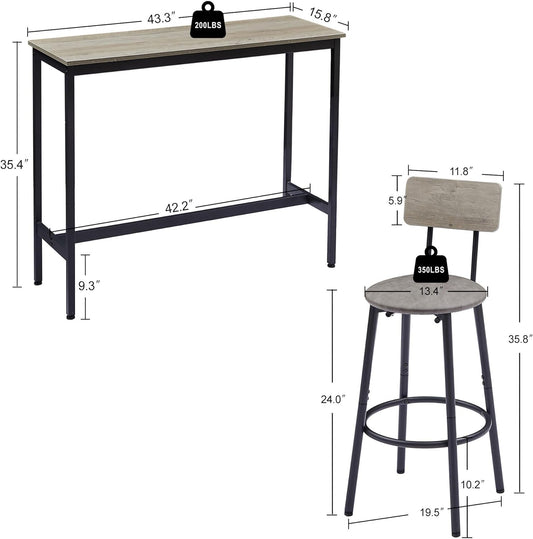 Juego de mesa de bar y 2 sillas, 3 piezas para espacios pequeños, mesa de