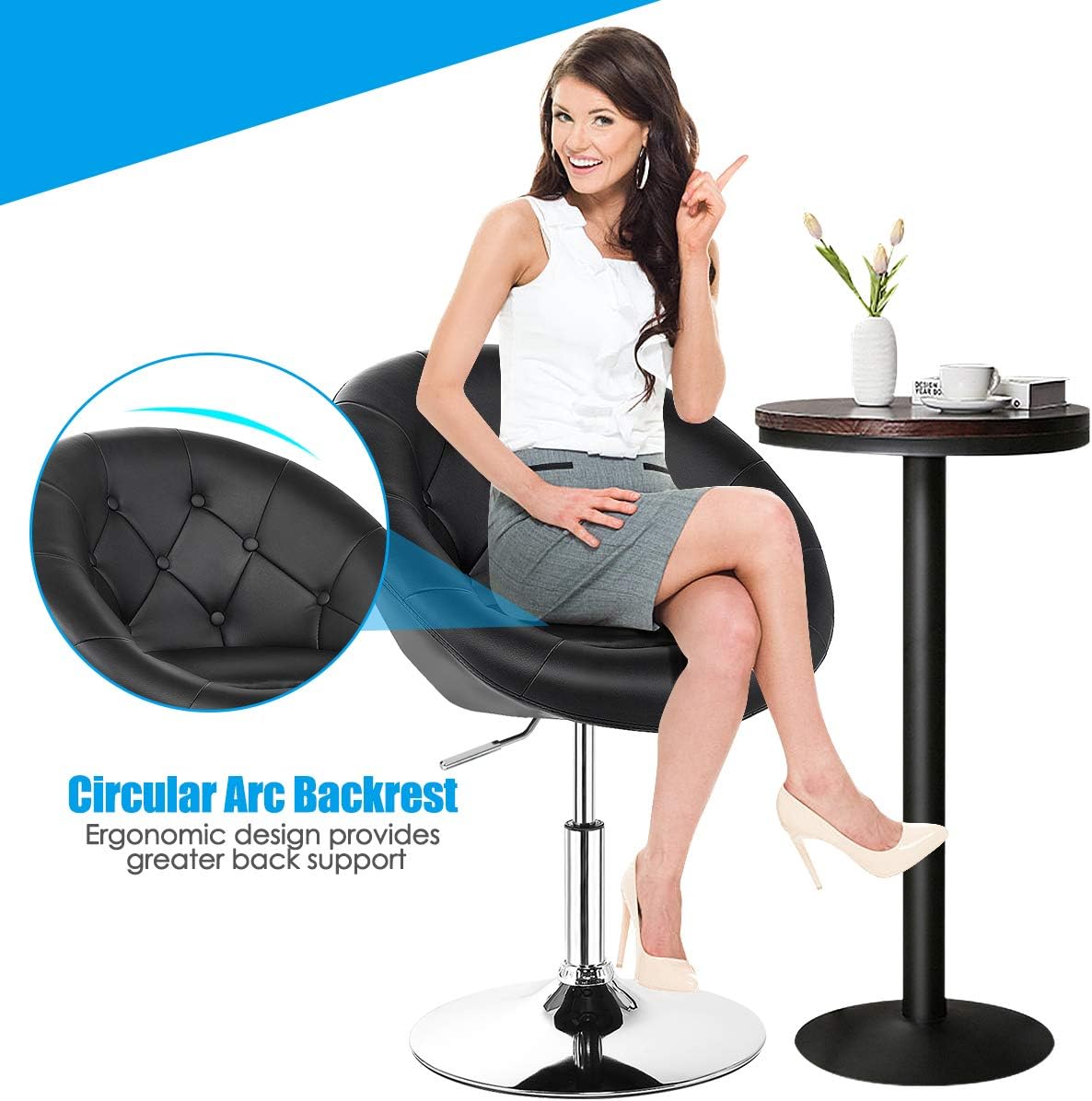 Costway - silla giratorio, estilo contemporáneo y tapizado acentuado, respaldar...