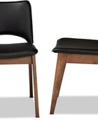 Afton Juego de sillas de comedor de 2 piezas tapizadas de piel sintética negra