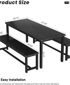 Juego de mesa de comedor de 47 pulgadas con 2 bancos, juego de mesa de comedor