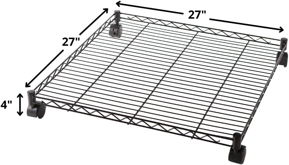 DormCo Suprima - Estante cuadrado con ruedas para debajo de la cama, color negro