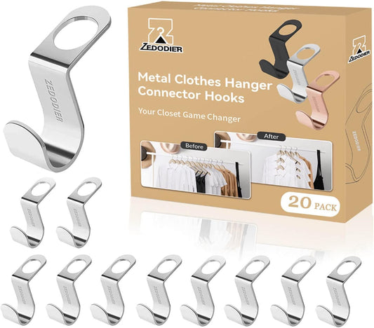 ZEDODIER Ganchos de metal para colgar ropa, paquete de 20 ganchos extensores