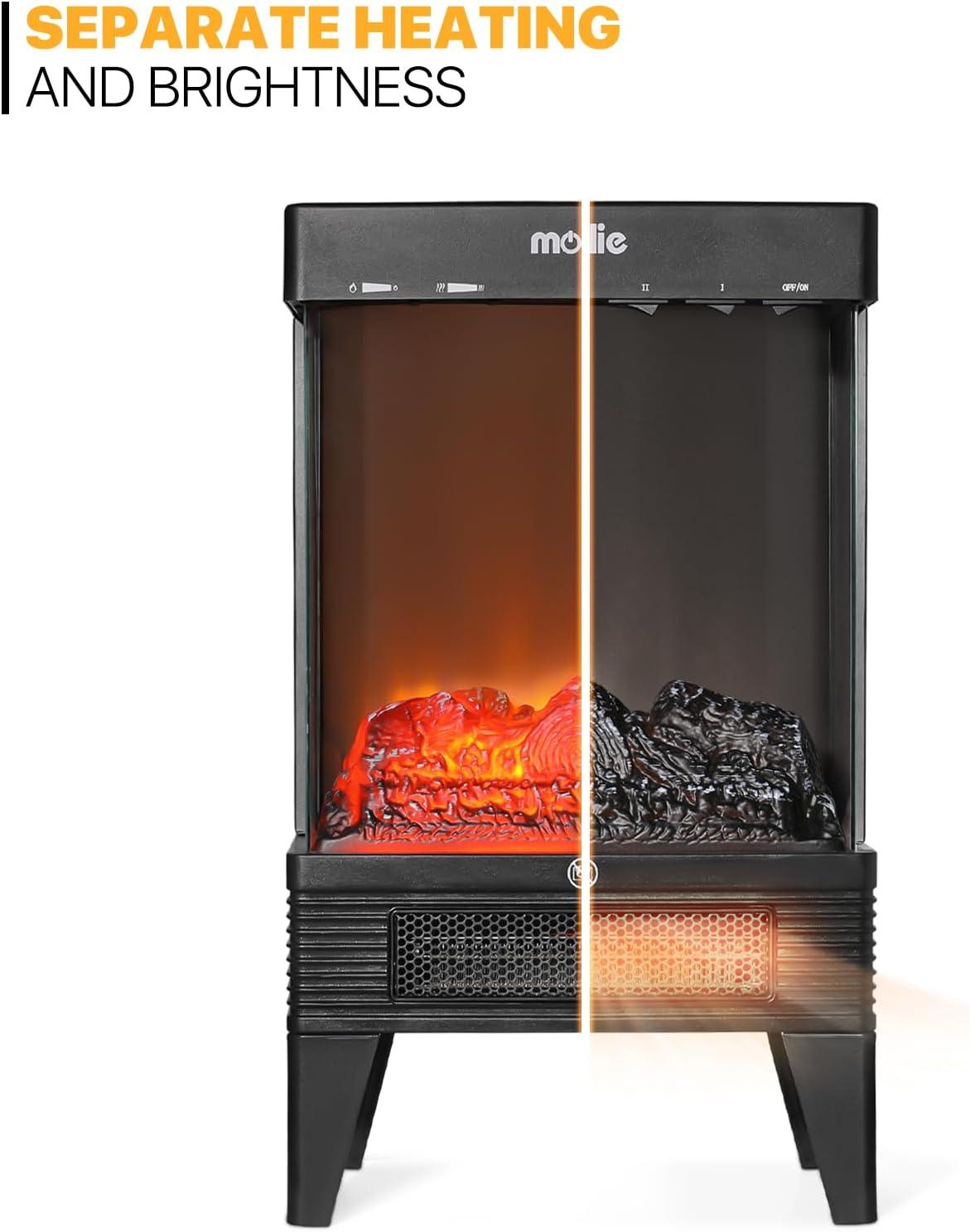Estufa eléctrica de 21 pulgadas de 1500 W, calentador de chimenea independiente
