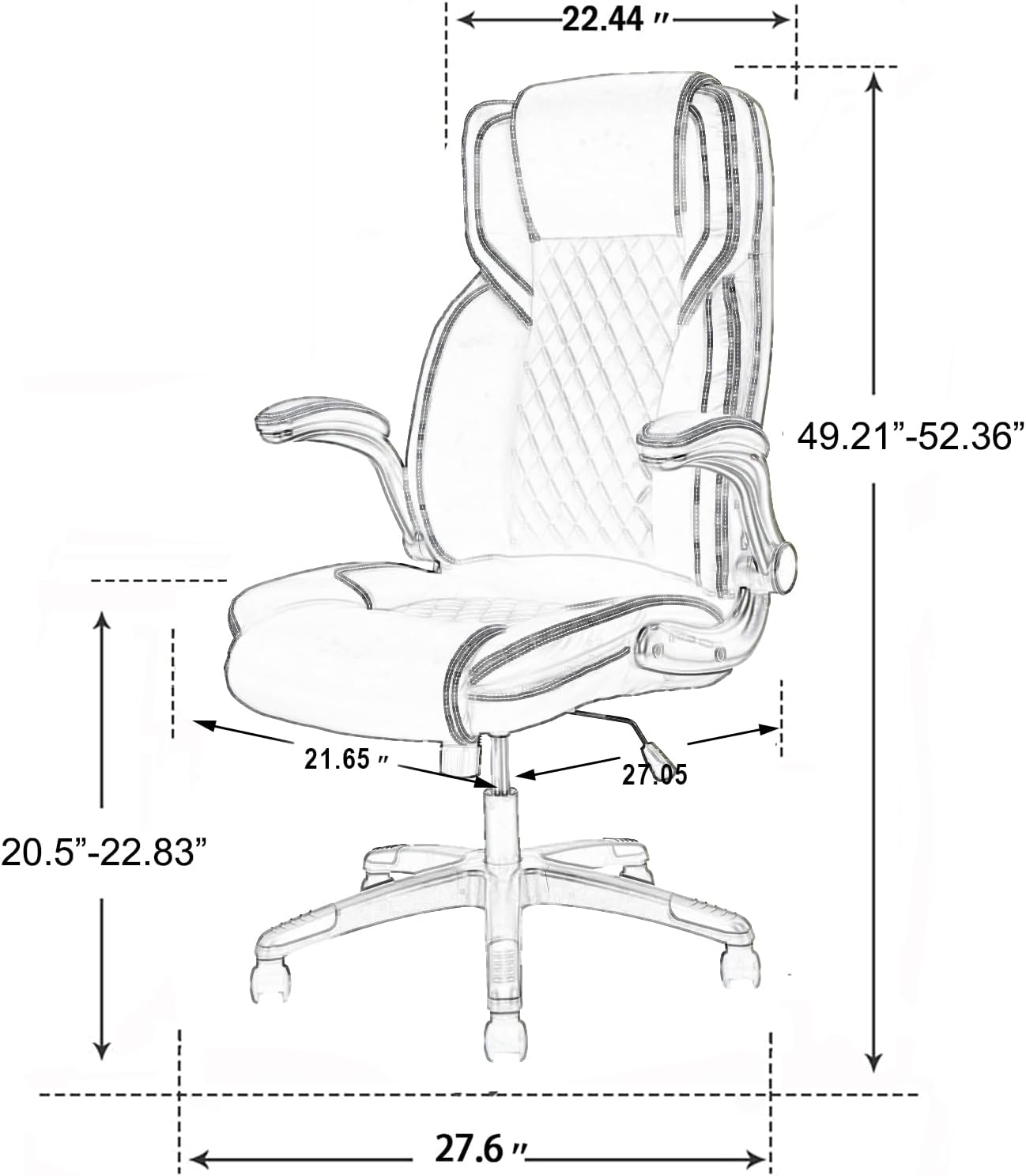 Silla de oficina de respaldo alto con brazos abatibles, sillas de oficina...