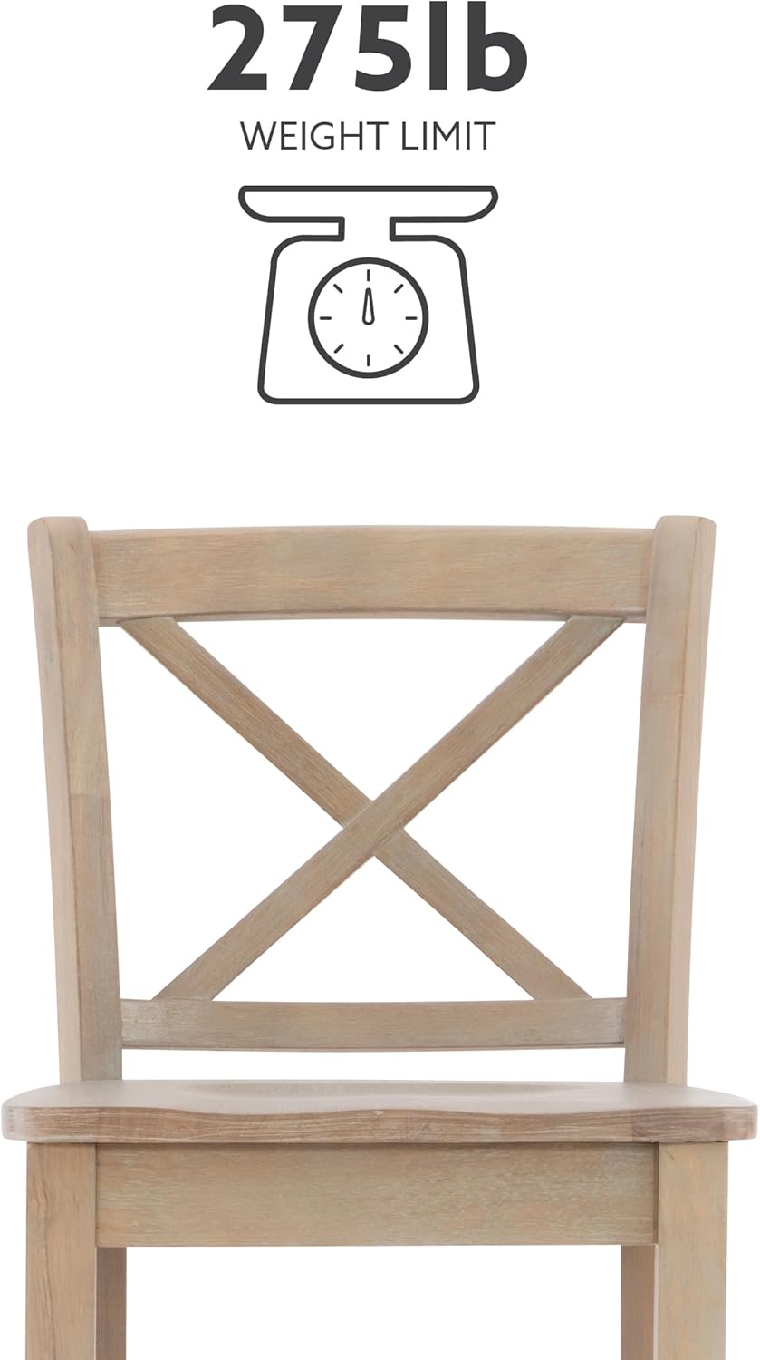 Linon Greywash Torino Rustic X Backed, Taburete altura de mostrador