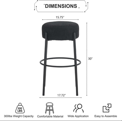 Juego de 4 taburetes de bar de 30 pulgadas, sillas de bar modernas tapizadas de