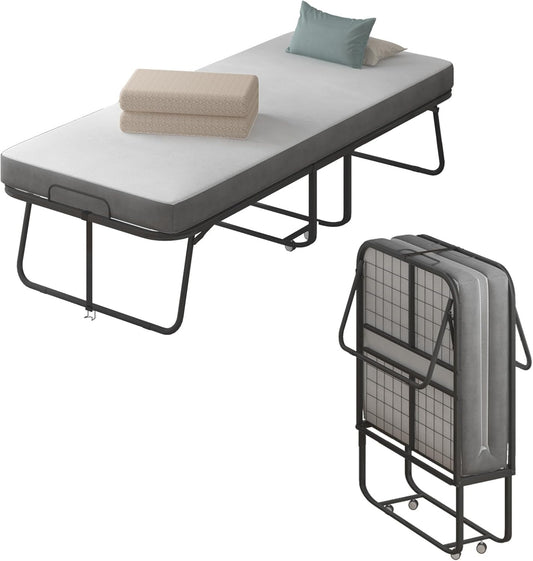 Cama plegable con colchón para adultos, camas de invitados plegables portátiles