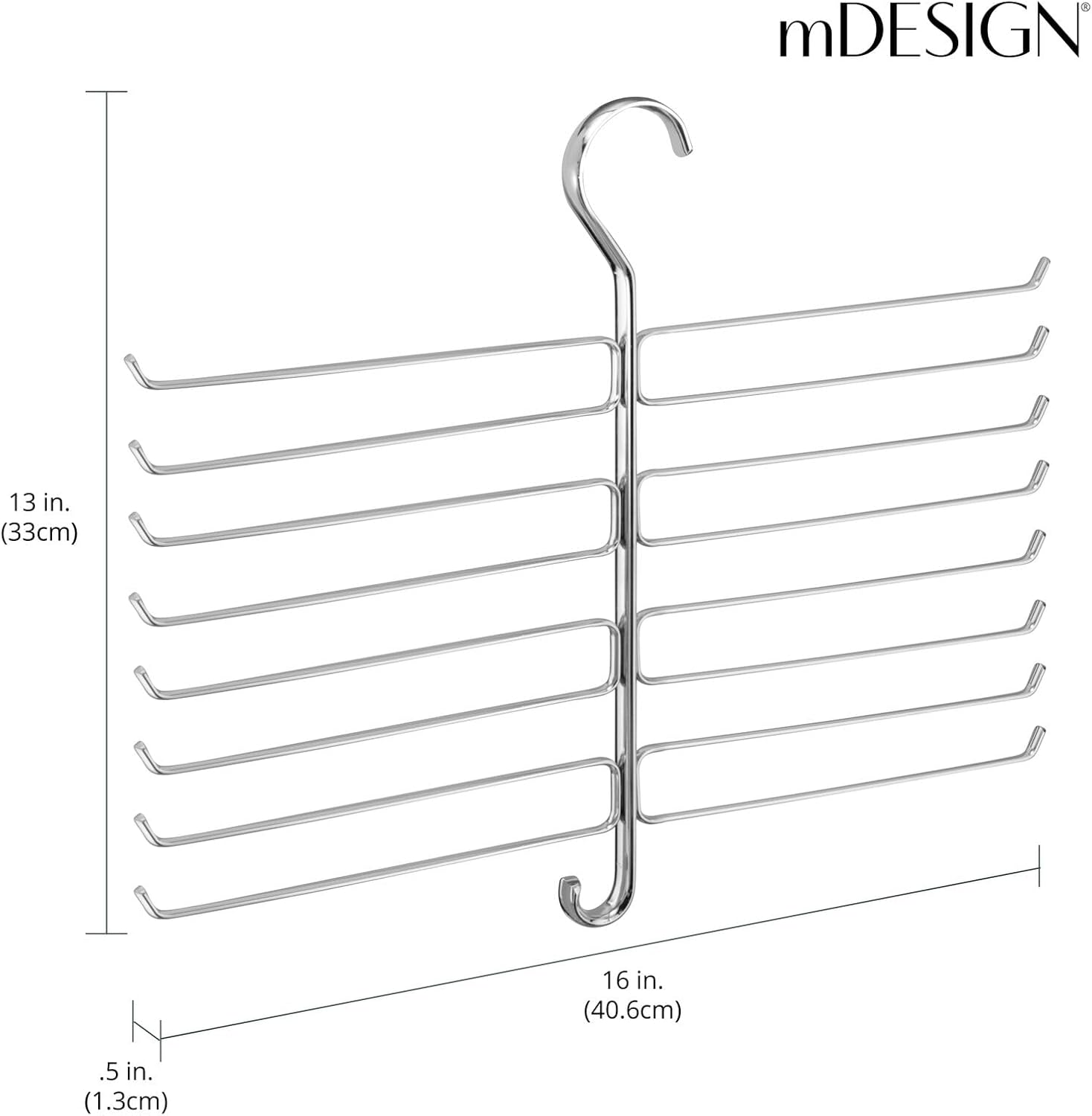mDesign Organizador de metal para colgar en barra de armario, para bufandas,...