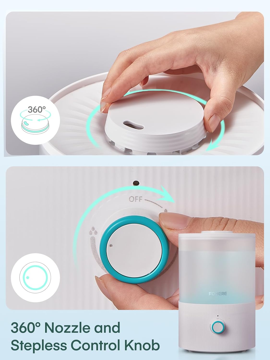 FOHERE Humidificadores para dormitorio, humidificador ultrasónico de niebla...
