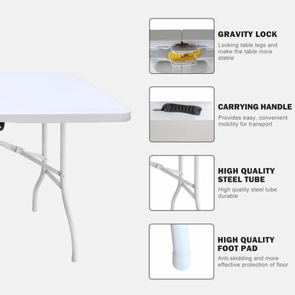 Mesa plegable de plástico portátil de 4 pies6 pies8 pies, mesa de comedor de