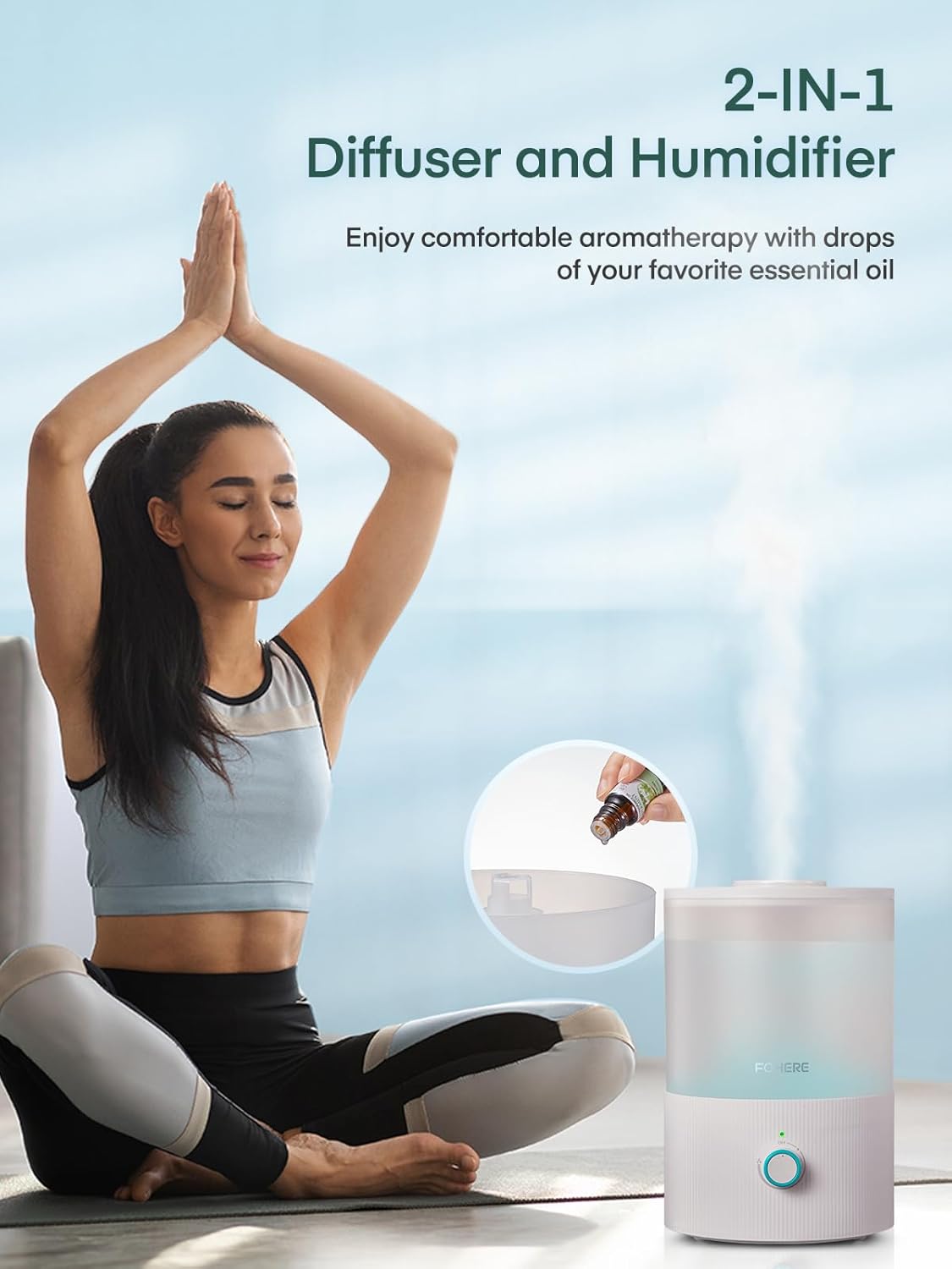 FOHERE Humidificadores para dormitorio, humidificador ultrasónico de niebla...