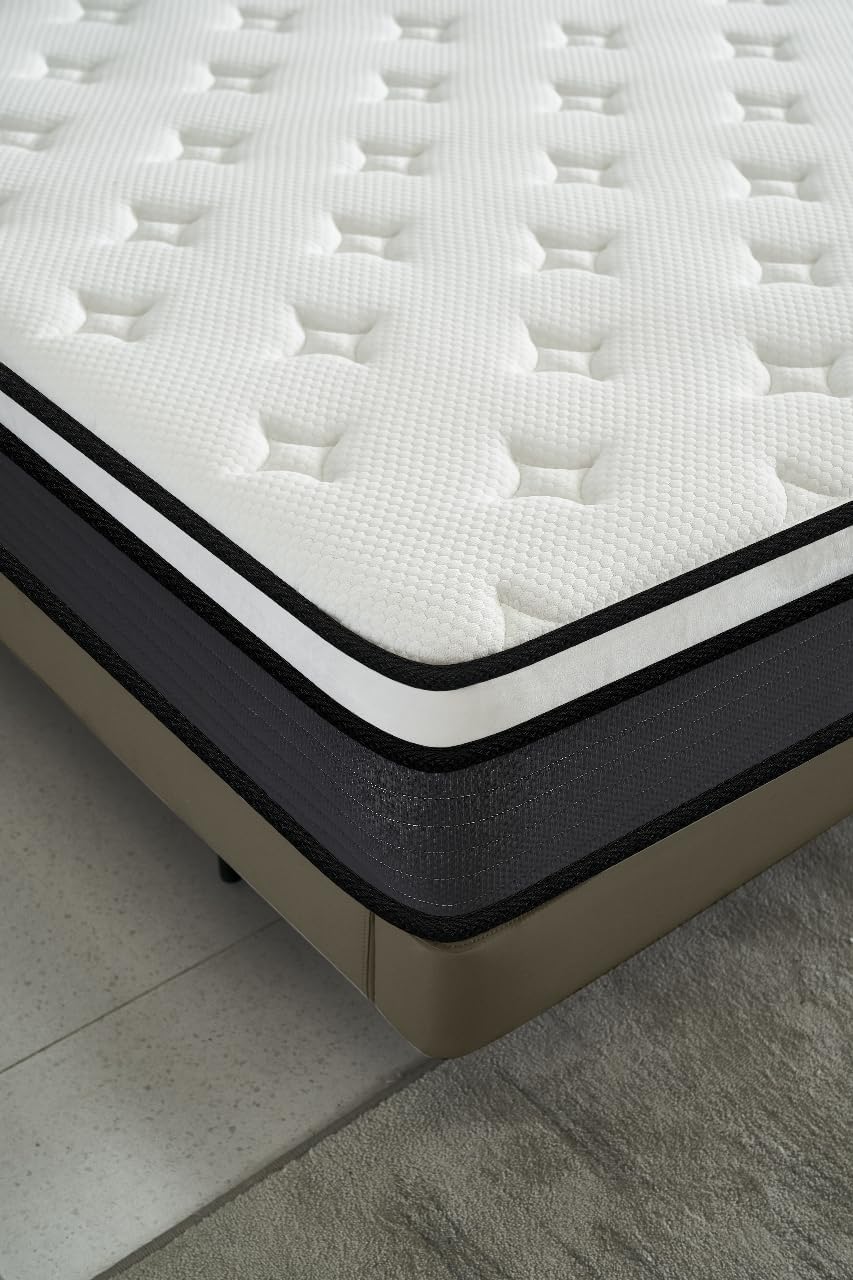 Colchón híbrido individual de 10 pulgadas en una caja, cojín de cama con diseño