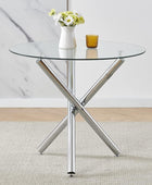 Juego de 5 sillas de mesa de comedor modernas para 4, mesa redonda de vidrio
