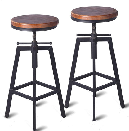BOKKOLIK Juego de 2 taburetes de bar vintage de 25.6 a 31.5 pulgadas de altura