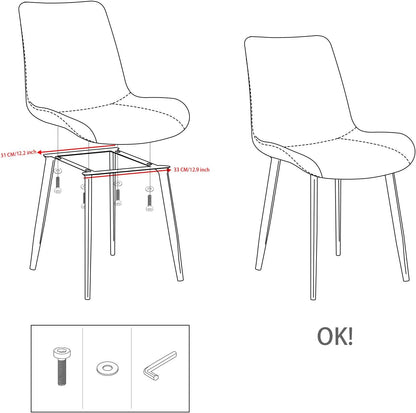 Juego de 4 sillas de comedor, modernas sillas negras, sillas de piel sintética