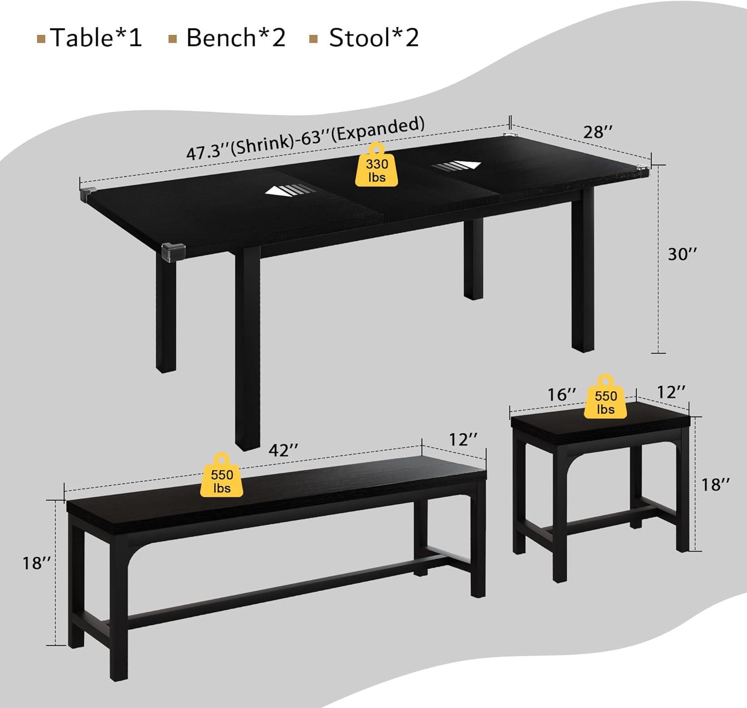 Juego de mesa de comedor de 5 piezas para 4-8 personas, juego de mesa de cocina