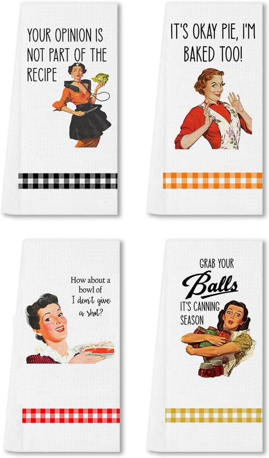 SHIMANY Divertidos toallas de cocina decorativas, juego de 4 paños de cocina...