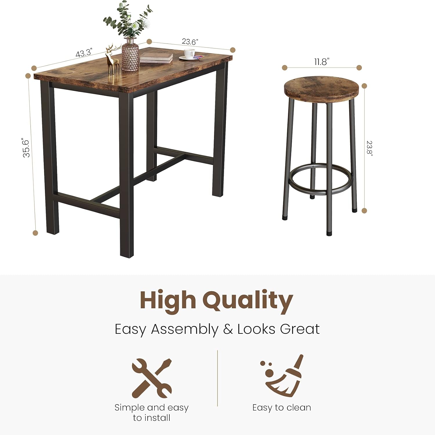 Recaceik Juego de mesa de comedor de 5 piezas, mesa de cocina moderna y sillas