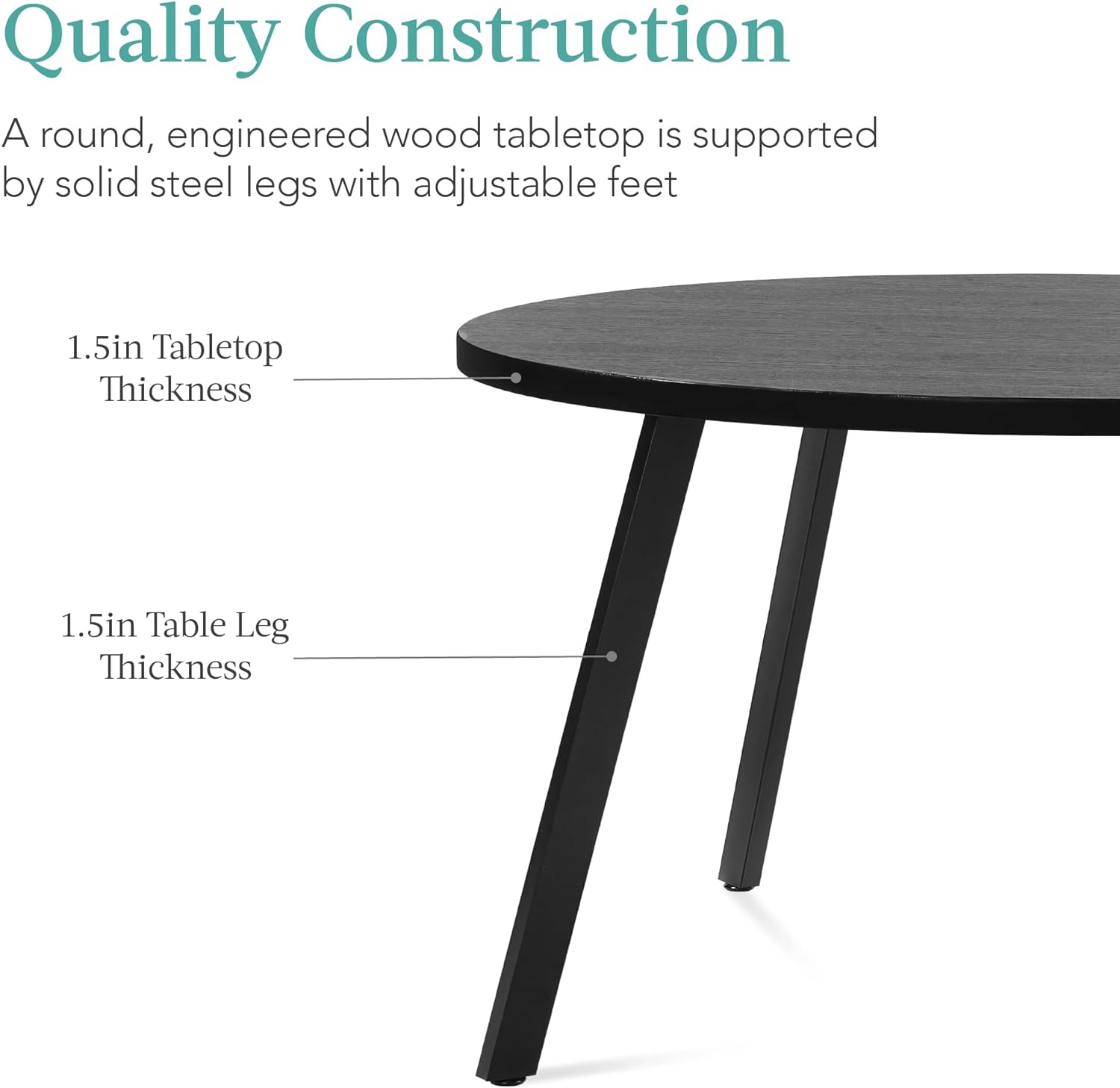 Mesa de comedor redonda de 35.5 pulgadas, moderna de mediados de siglo, comedor