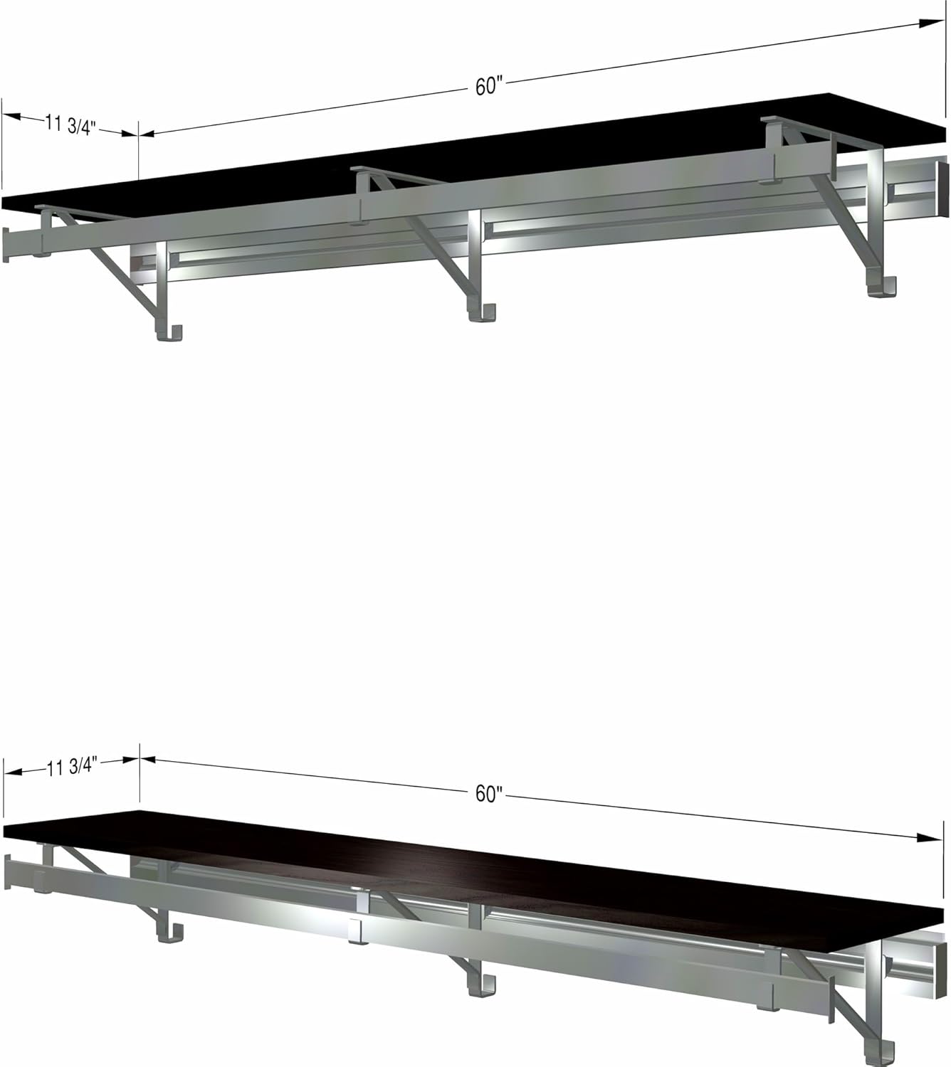 Sistema de armario doble para colgar, 60 in, Espresso