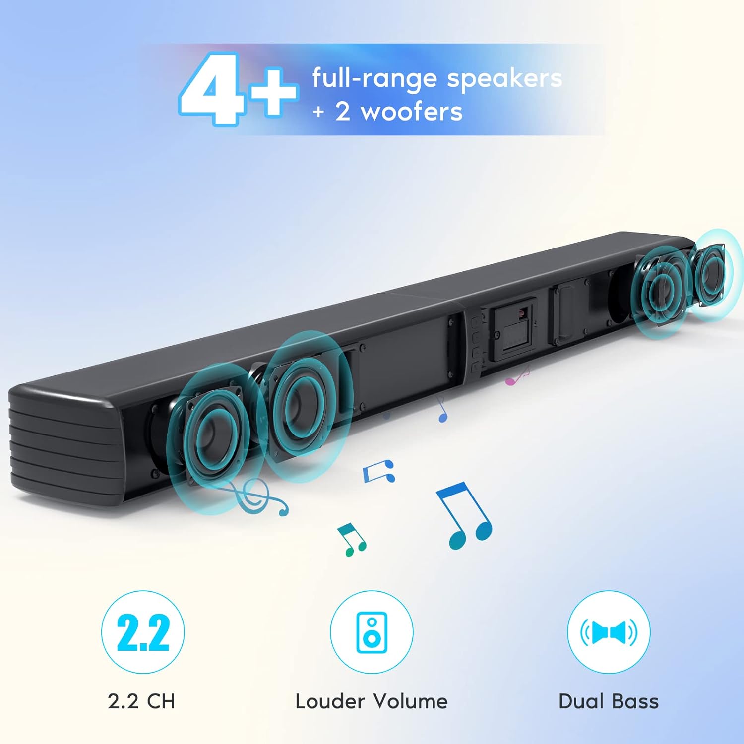 Barra de sonido, altavoces de graves para Smart TV con subwoofer dual sistema...
