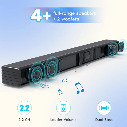 Barra de sonido, altavoces de graves para Smart TV con subwoofer dual sistema...