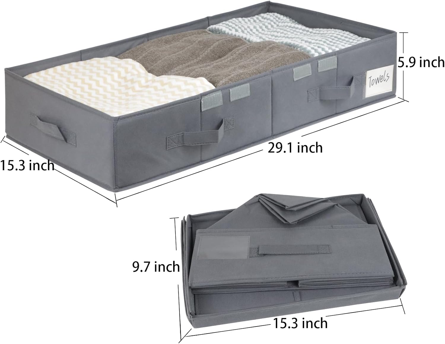 Paquete de 2 contenedores grandes de almacenamiento debajo de la cama con tapa,
