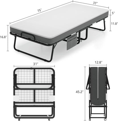Cama plegable con colchón Cama plegable portátil para adultos enrollables para