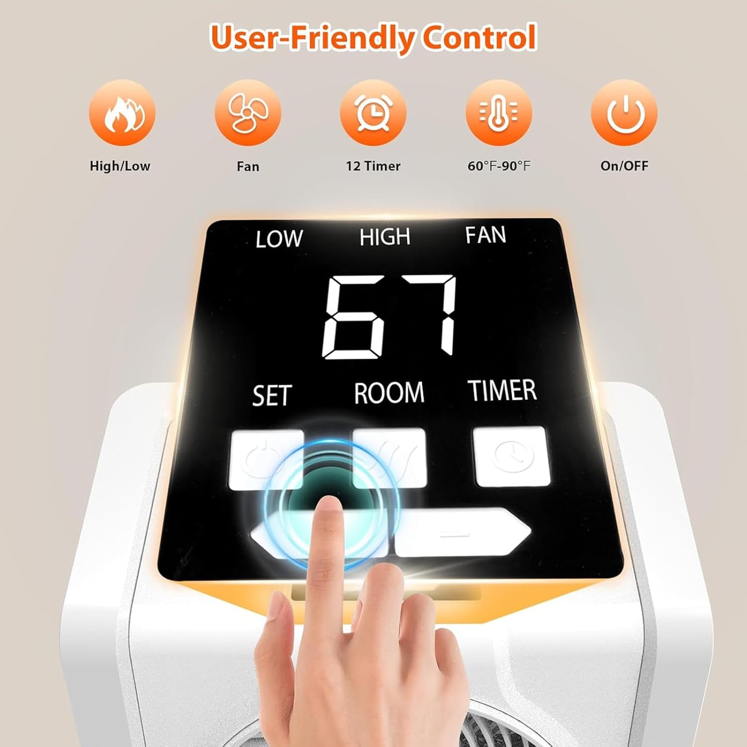 HEATIT Calentador de espacio para interiores, pantalla digital con termostato,...