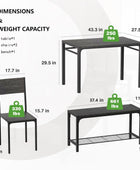 Mesa de cocina y 2 sillas para 4 personas con banco, juegos de comedor de 4