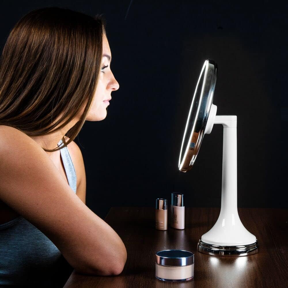 mDesign Espejo de tocador de baño con sensor de movimiento moderno con luz LED,...