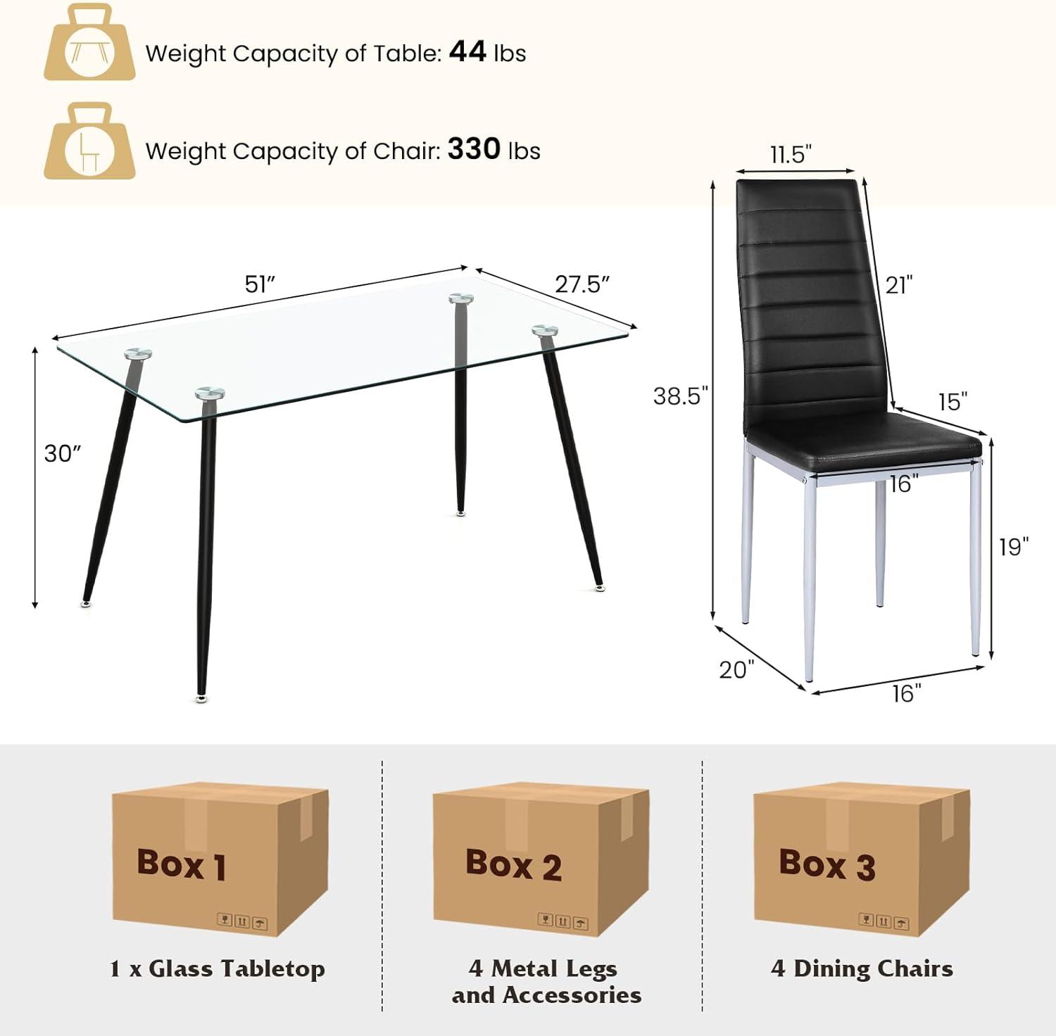 Giantex Juego de mesa de comedor para 4, juego de sillas de mesa de cocina con