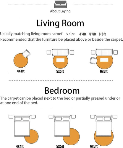 Alfombra mullida para dormitorio, 4 x 4 pies, alfombra suave para habitación de