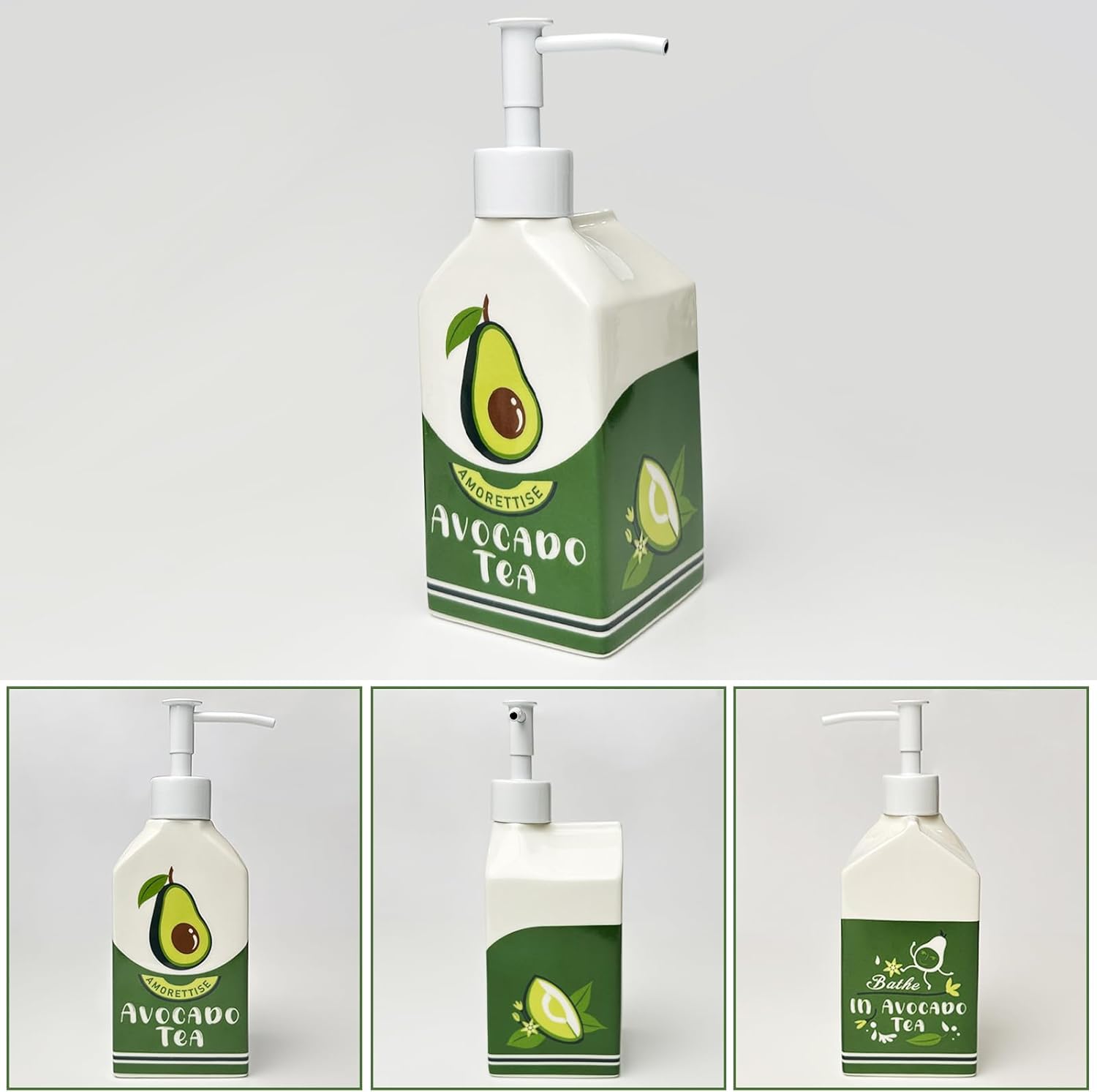 Dispensador de jabón de botella de jugo de aguacate de cerámica, dispensador de...