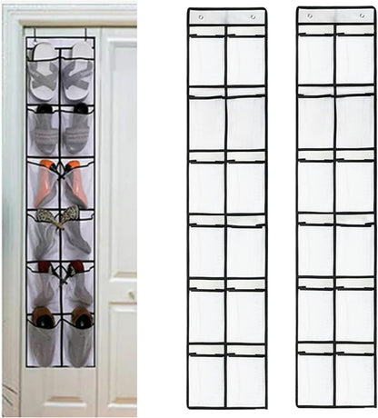 2 Pack Door Hanging Shoe Organizer, 12 Mesh Pockets,Space Saver for Closet Shoe