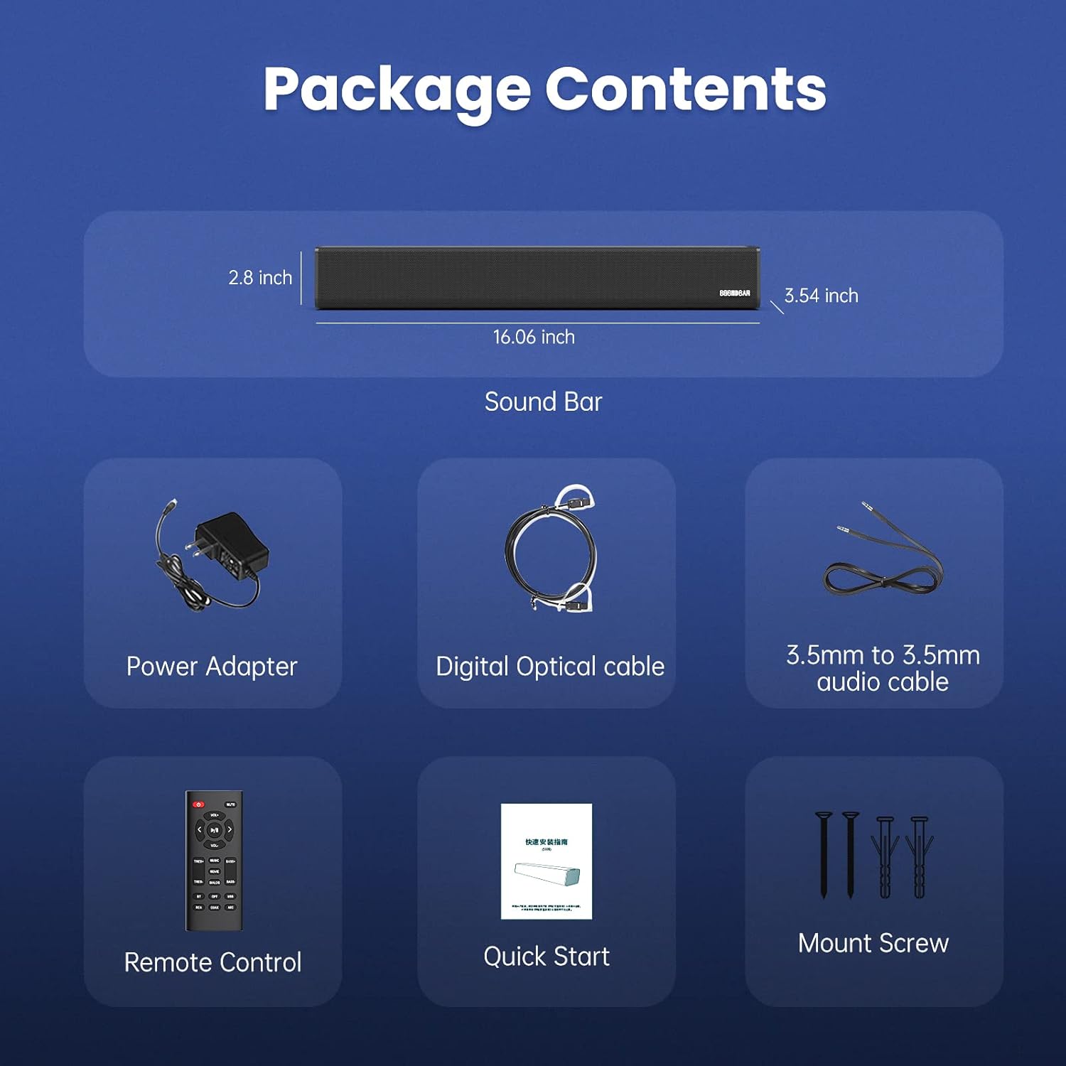 Barra de sonido, BESTISAN Barra de sonido de 50 vatios con HDMI, óptica,...
