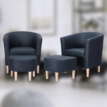 Silla de cuero, silla decorativa moderna de mediados de siglo con barril