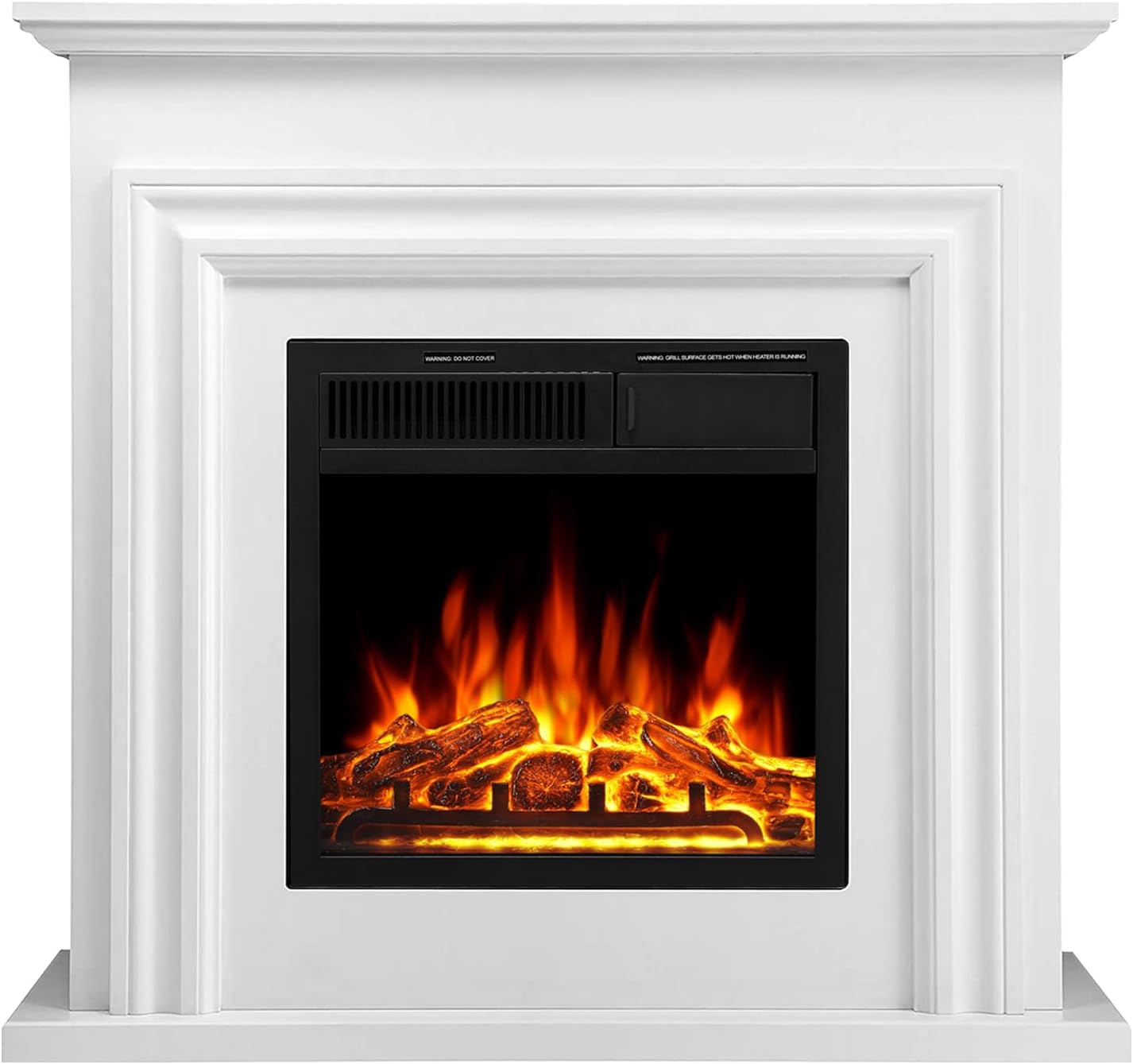 R.W.FLAME Chimenea eléctrica con chimenea envolvente de madera, soporte de TV...