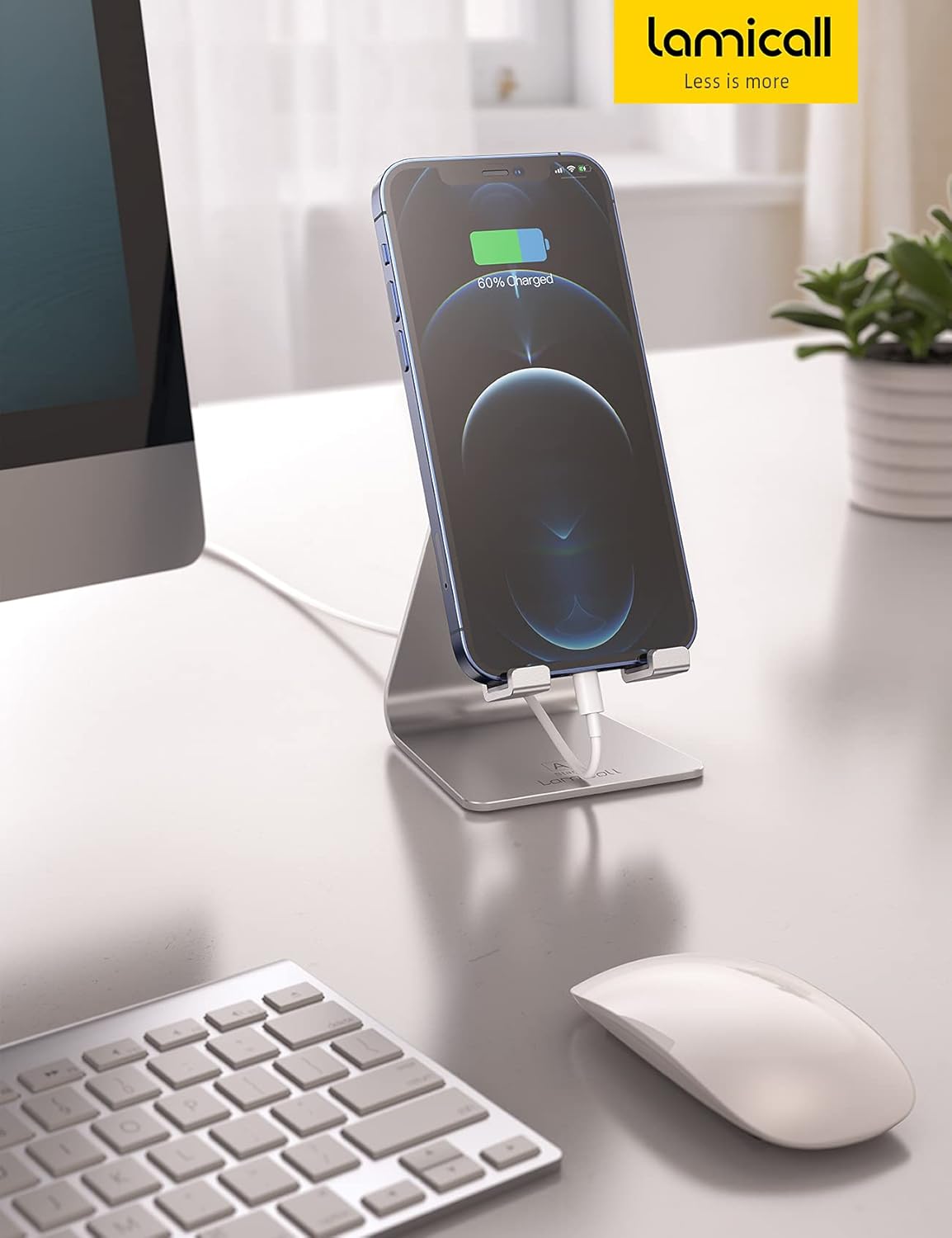 Lamicall Soporte de teléfono universal ajustable., Plateado